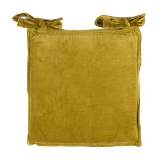 Galette de chaise Arthur 40x40x2cm velours de coton vert mousse