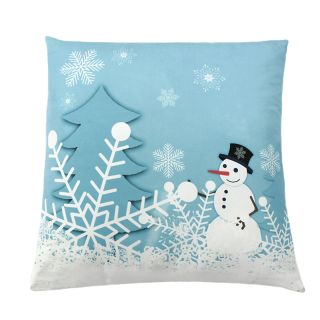Coussin neige XXL carré bleu