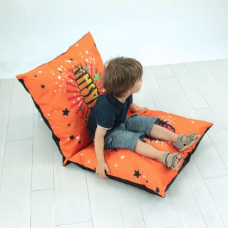 Double coussin déplié Super Heros enfant assis - photo ambiance