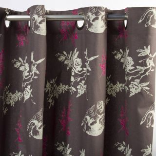 Rideau Flandres 140x250cm gris motifs de roses