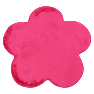 Tapis forme fleur fuchsia 90x90cm Flanelle