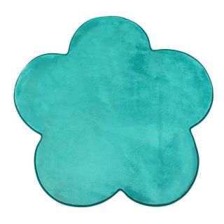 Tapis forme fleur turquoise 90x90cm Flanelle