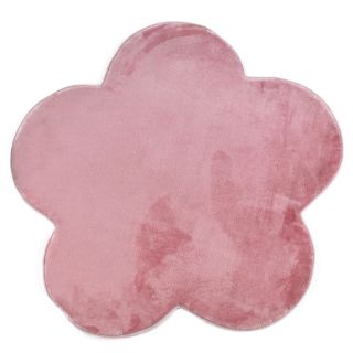 Tapis forme fleur rose poudré 90x90cm Flanelle
