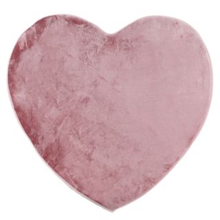 Tapis forme coeur rose 90x85cm Flanelle Love