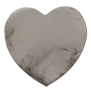 Tapis forme coeur taupe 90x85cm Flanelle Love