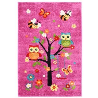 Tapis enfant Fuji chouettes rose 100x150cm