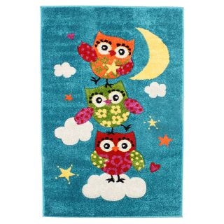 Tapis enfant Fuji chouettes bleu 100x150cm