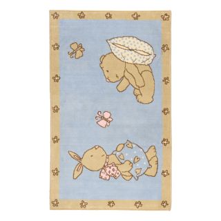 Tapis Ourson Coton 60x100cm Jaune Bleu - photo ambiance