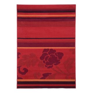 Tapis MASSAI (160x230cm) Lignes Fleurs Rouge