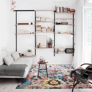 Tapis bleu motifs ethniques 170x240cm INFINITY