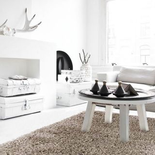 Très grand tapis shaggy taupe 200x290cm LUXUS -photo ambiance