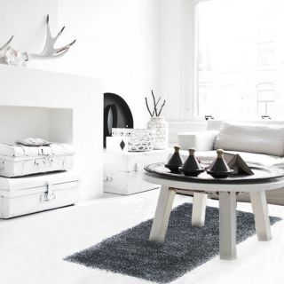 Petit tapis shaggy gris-bleu 60x110cm LUXUS - photo ambiance