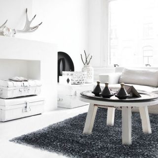 Grand tapis shaggy gris-bleu 200x290cm - photo ambiance