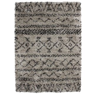Tapis shaggy ethnique tribal taupe Luxus 133x190cm