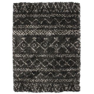 Tapis shaggy ethnique tribal noir Luxus 133x190cm