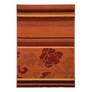 Tapis Massai Lignes Fleurs orange 160x230cm