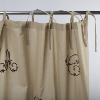 Rideau Monogramme à lacets 100% coton (110x250cm) Naturel Marron