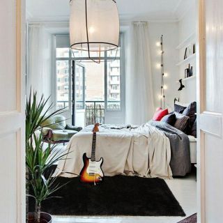 Photo ambiance chambre tapis Oslo shaggy noir