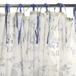 Voilage Pêche 110x250 écru bleu