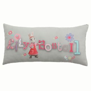 Coussin Peter Rabbit Lily Bobtail taupe lin 60x30cm