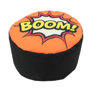 Pouf rond enfant Super Héros (40x20cm) Orange Noir