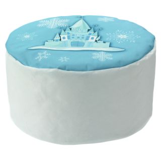 Pouf neige chateau princesse bleu blanc