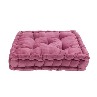 Pouf tapissier capitonné Arthur 40x40x8cm rose pivoine