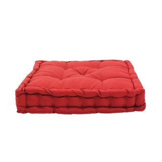 Pouf tapissier WILLIAM Rouge (40x40x8cm)