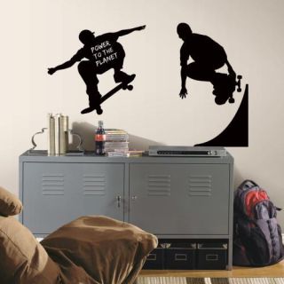 Stickers géant skater noir personnalisable craie ambiance