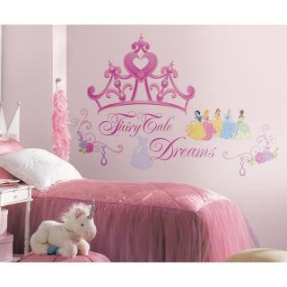 Stickers géant couronne princesse Disney rose ambiance