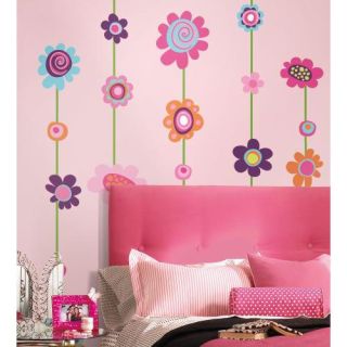 Stickers bande fleurs fille géant ambiance