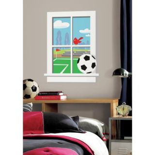 Stickers géant trompe l'oeil fenetre terrain football ambiance