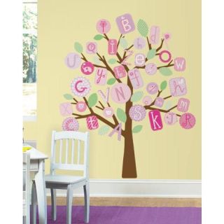 Stickers géant Arbre alphabet rose ambiance