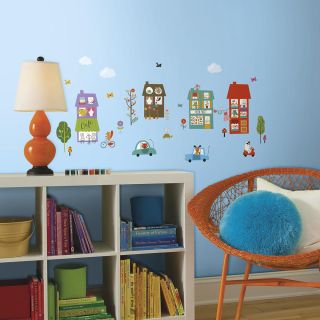Photo ambiance chambre enfant stickers ville multicolore