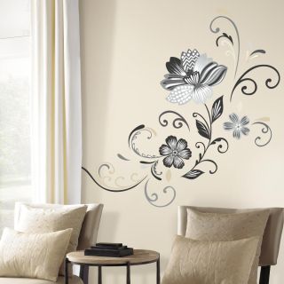 Sticker géant XXL fleur en noir et blanc ambiance