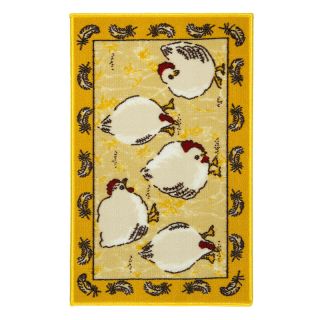 Tapis Bio Line poules jaune 50x80cm - photo ambiance