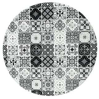 Tapis rond carreaux ciment noir 90x90cm Toodoo