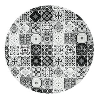 Tapis rond carreaux de ciment noir 60x60cm Toodoo