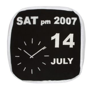 TIME coussin coton (30x30x5cm) noir/blanc