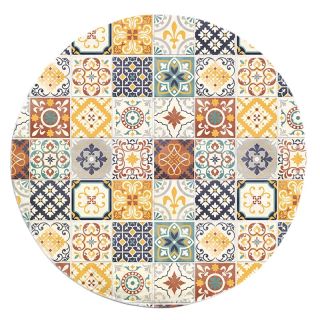 Tapis carreaux de ciment jaune diam 60cm Toodoo