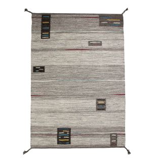 TRIBAL Tapis laine tissé (160x230cm) gris multi photo ambiance