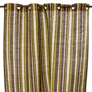 Rideau Vegetal Baya en jute coton (150x250cm) rayures vert marron