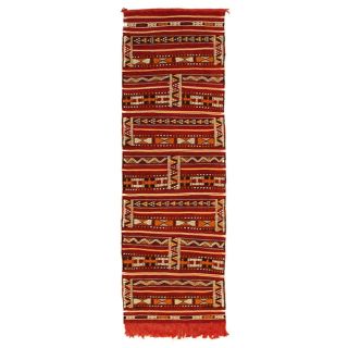 Tapis marocain berbère Zemmour 250x70cm rouge